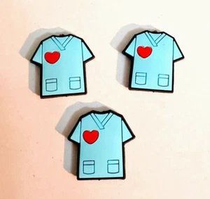 Silicone rubber Focal Beads DIY Beadable Pens Doctor Or nurse Blue Scrubs 3pc - Picture 1 of 3