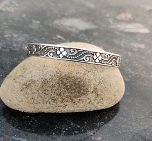 Wunderschöner Designer Handarbeit Armreif massiv 925 Sterling Silber Geschenk für Sie V96 - Bild 1 von 4