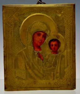 Antique Russian Icon of the Virgin of Kazan - Picture 1 of 2