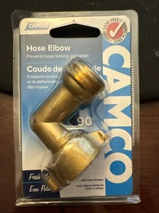 Camco 90-Degree Hose Elbow for RV Water Hose, Solid Brass (22505) - Picture 1 of 2