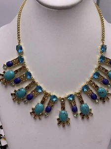 $150 Carolee Gold Tone Blue Stone Statement Necklace S2 - Picture 1 of 5