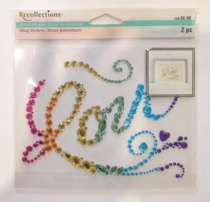 Recollections Color Splash Love Rhinestone Bling Scrapbook Craft Stickers RARE - Picture 1 of 3