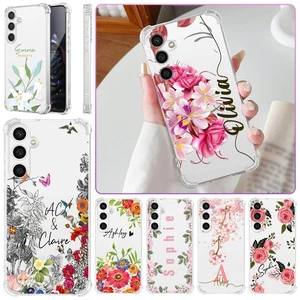 Klare TPU-Hülle für Samsung S25 S24 FE A07 A36 A16 Blume individuell Name Handyhülle - Bild 1 von 53