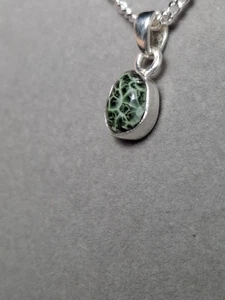 Bright From Isle Royale Greenstone  Pendant Charm Necklace Silver Chlorastrolite - Picture 1 of 8