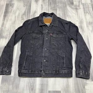 ✅LEVI'S Hombres M Chaqueta de Camionero Relajada Premium Gris Carbón Denim Bolsillos Interiores - Imagen 1 de 12