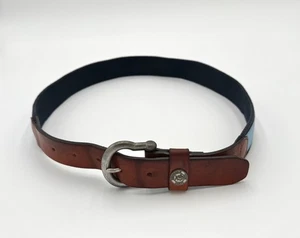 Southern Tide Belt Mens 32 Skipjack Sky Blue Fish Silver Buckle Canvas Leather - Picture 1 of 4