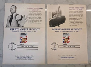 Set Of 2 Roberto Clemente 1984 First Day Issue Stamp Baseball Advertiser Stamps - Picture 1 of 6