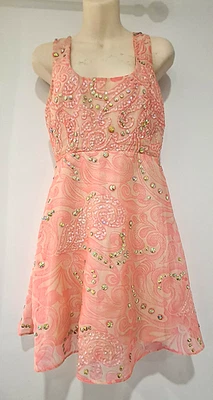 ASOS Pink Embellished Beaded Sequins Party Cocktail Dress Size 10 - image 1 of 4