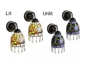 New Vintage Tiffany Chandelier Floral Rose Bronze Lamp Sconce Set (2pc) Antique - Picture 1 of 8