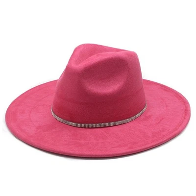 Elegante Sombrero Formal Hombres Mujeres Ala Ancha Jazz Gorra Fiesta Baile de graduación Gamuza Sombrero Adulto Foto 1 de 4