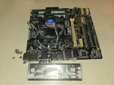 Asus B85M-E B85 LGA 1150 Micro ATX Desktop Motherboard I/O Shield 8GB Intel I3 - Image 1 of 4