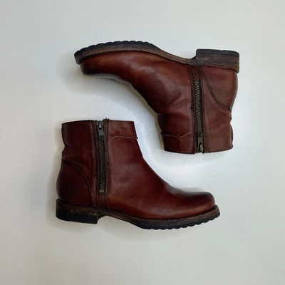 FRYE Veronica Costura Botines Cortos Doble Cremallera Botas Marrón Para Mujer’s 7 B Foto 1 de 4