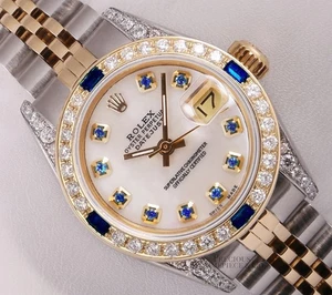 Rolex Lady Datejust Dos Tonos 26mm 18k Diamante Bisel y Taco-Blanco MOP Zafiro - Imagen 1 de 3