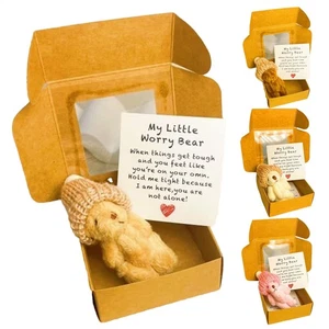 Mini Bears Bear Stuffed Animal in Box Handmade Little Animal Pocket Toy Gift - Picture 1 of 12