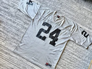 Vintage Nike Oakland Raiders Charles Woodson Jersey sz Large Silver Black #24 - Picture 1 of 7