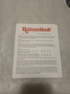 Rummikub GAME INSTRUCTIONS RULES ONLY REPLACEMENT PARTS/PIECES 1997 Edition - Picture 1 of 2