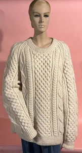 Vintage 1960’s Francis Daunt Cable Knit Sweater Ireland XL Chest 48” - Bild 1 von 12
