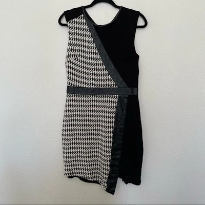 ABS гончая и искусственной кожи асимметричный подол до колена платье sz.L - Изображение 1 из 4