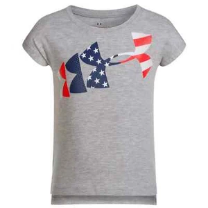 Under Armour Toddler Girls size 2T Gray Patriotic UA Logo Short Sleeve T-Shirt - Picture 1 of 6