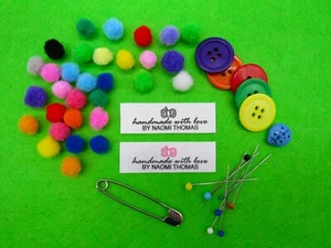 Personalised handmade with love sew on labels - 50mm x 15mm (SL FLAT 2 - D5) - Picture 1 of 4