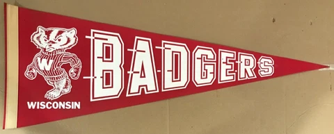 Vintage University of Wisconsin Badgers Pennant 30” by 12” Red and White Cover