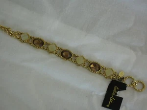 COOKIE LEE Amber Faceted Stones Pearl Shell Toggle Clasp Bracelet 7-8" NEW - Picture 1 of 9