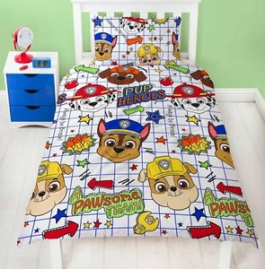 Paw Patrol Blueprint Single Duvet Cover Reversible Two Sided Official Bedding - Picture 1 of 1