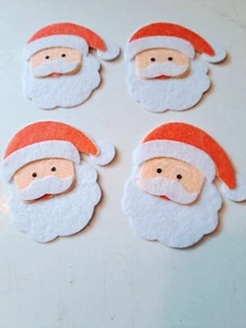 Santa Heads Christmas Felt Adhesive Stickers 2" 4 Ct. Christmas House - Picture 1 of 5