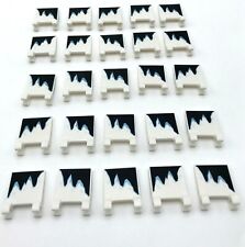 Lego 25 New White Flag 2 x 2 Square with Black with Sand Blue Edge Tattered