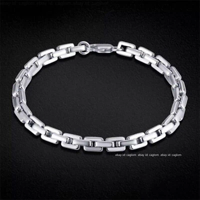 Pure Platinum 950 Chain Men Women 4.3mm Square Cable Link Bracelet 16.5g/7.2inch - Image 1 of 4