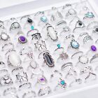 Bulk Wholesale 100 Bohemia Vintage Stone Rings Women Crystal Charm Gifts Jewelry