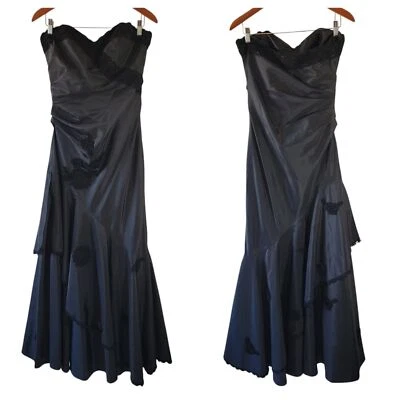 Vestido de Noche Jovani NY Negro Sin Estrellas en Niveles Talla 8 Apliques Florales Glam Gala Foto 1 de 4