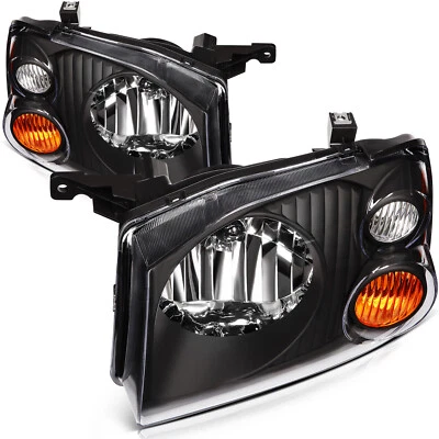 Black Left & Right Headlights Assembly Pair For Nissan Frontier Pickup 2001-2004 Foto 1 de 4