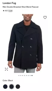London Fog Double Breasted Wool Blend Peacoat New Size 42S 🇨🇳 - Picture 1 of 17