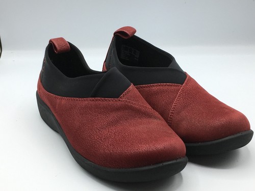 Scarpe basse donna CLARKS Cloudsteppers imbottite tessuto rosso 5 M restituzione negozio