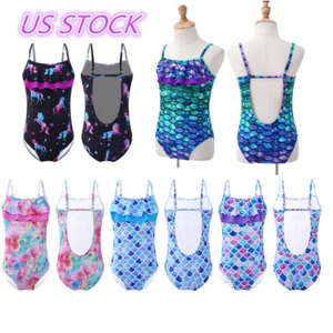 Girls Fish Scales Takini Bikini Beachwear Leotard Swimsuit Halter Swimwear - Picture 1 of 30