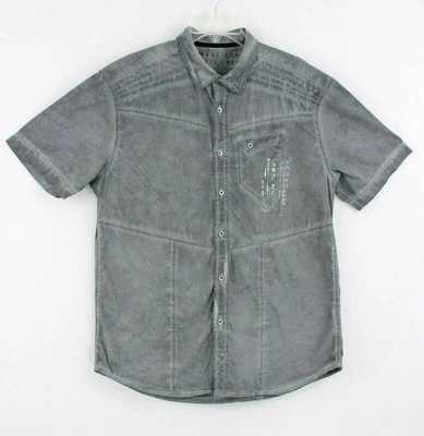 Hilos mortales Marc Ecko cortar y coser para hombre L gris manga corta algodón abotonado Foto 1 de 4