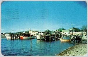 1950s Biloxi Mississippi Shrimp & Oyster Boats Postcard K1730-D Ektachrome - Picture 1 of 2