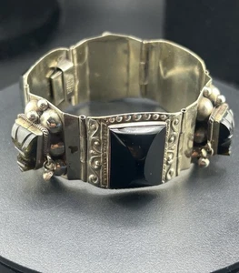 Vintage Alpaka Mexiko Maske Chunky Armband - Bild 1 von 21