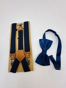 Boys Kids Children Synthetic Leather Metal Clip Pants Braces Suspender Belts - Picture 1 of 9