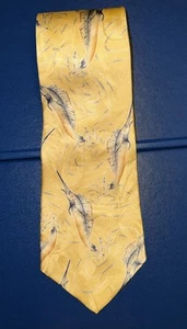 Tommy Bahama Neck Tie Marlin Beautiful Cream and Blue Silk Made in USA 56" - Picture 1 of 12
