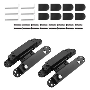 6 inch Hidden Door Hinges Kit, Zinc Alloy Heavy Duty Invisible Hinge 180 Degree - Picture 1 of 12