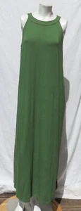 Maxi Vestido Bolsillos de Vestido J JILL M Verde Oliva Elastizada Slub Tejido Cuello Alto Largo - Imagen 1 de 6