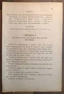 Nápoles 1892 Decreto Real En Legados -8690 - Imagen 1 de 1