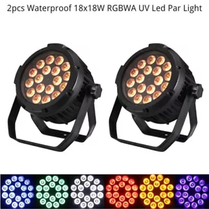2Pcs Waterproof 18x18 RGBWA UV 6in1 LED Par Stage Lights DMX512 RDM LED DJ Light - Picture 1 of 14