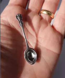 SOLID 925 Silver Mini Baby Spoon | sugar spoon | Vintage style small spoon - Picture 1 of 9