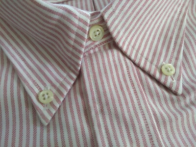 Nuevo sin etiquetas Brooks Brothers Rojo Universidad Raya Supima Abotonada 17.5-33 Ajuste Milano Foto 1 de 4