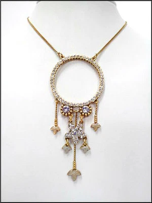 NUEVO COLLAR CADENA ORO PEREGRINO CRISTALES AB TRANSPARENTES CÍRCULO COLGANTE FLORES ESMALTADAS. Foto 1 de 2