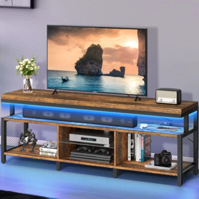 Industrial LED TV Stand with Power Outlet Media Console For 50/60/65/70" TVs - Image 1 of 4