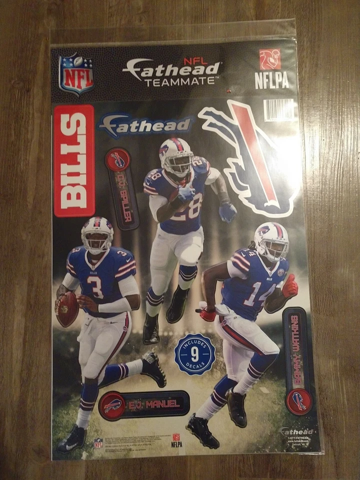 ¡NUEVO! NFL BUFFALO BILLS 3 JUGADORES FATHEAD COMPAÑEROS DE EQUIPO CALCOMANÍAS DE PARED! Foto 1 de 1